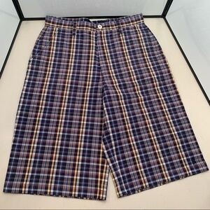 Phat Farm Men's Shorts Blue Plaid Casual Outdoor Size 32